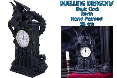 Figurine duelling dragons clock